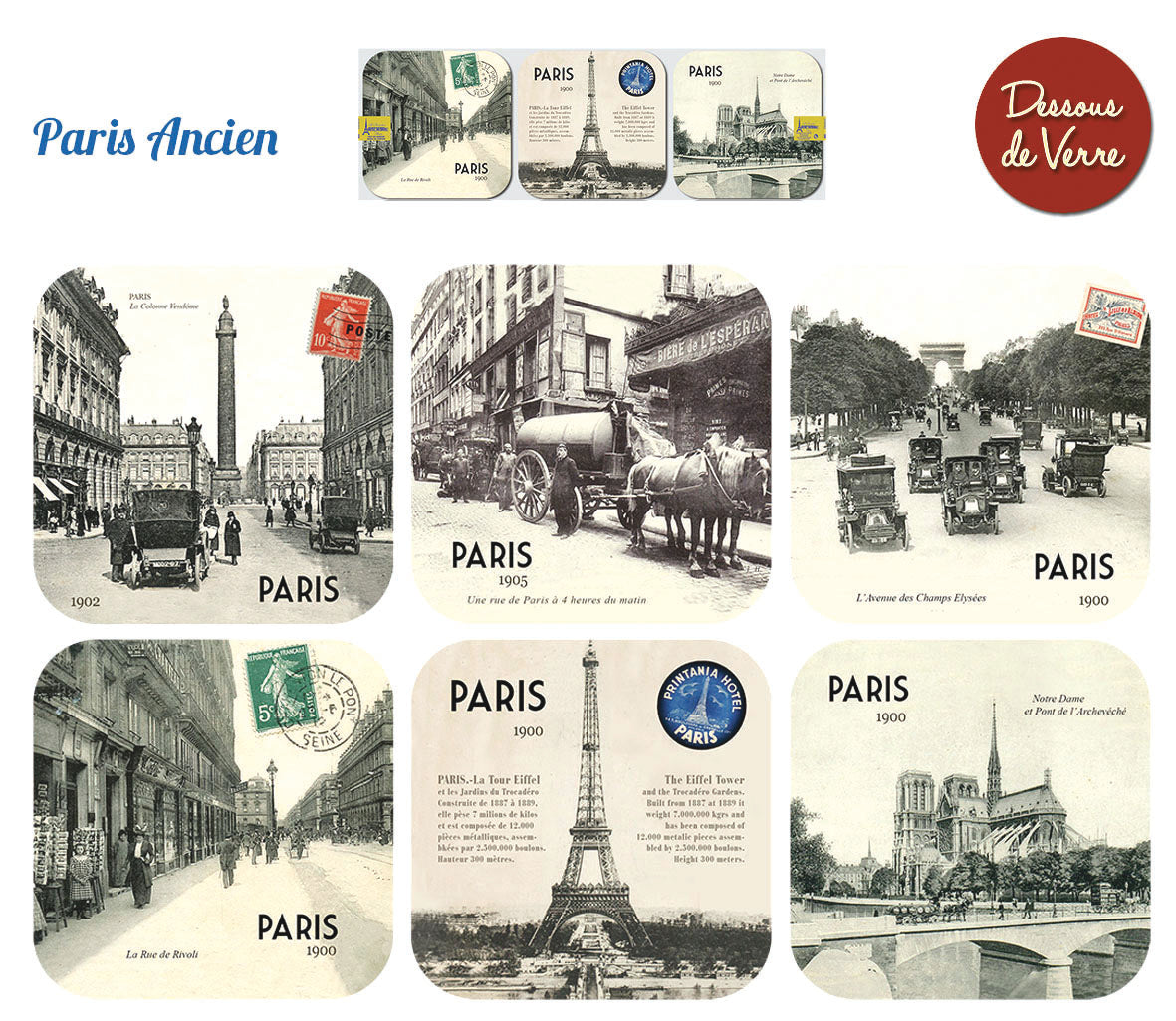 Tous nos dessous de verres souvenirs Paris